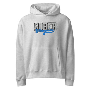 Sober Champion Oversized Heavyweight Hoodie – Large Front Embroidery - Athletic Heather / S | Sobervation