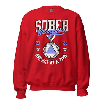 Sober Champion Sweatshirt – One Day at a Time - Red / S | Sobervation