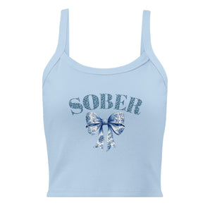 SOBER – Chinoiserie Bow Micro-Rib Tank Top - Solid Baby Blue Blend / XS | Sobervation