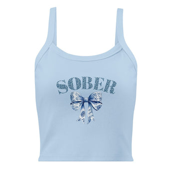 SOBER – Chinoiserie Bow Micro-Rib Tank Top - Solid Baby Blue Blend / XS | Sobervation