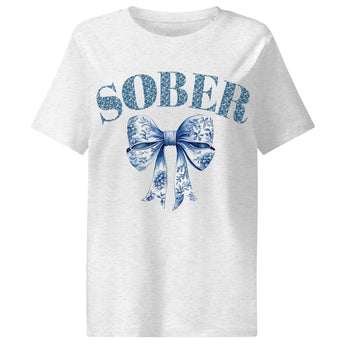 SOBER – Chinoiserie Bow Organic Women’s T-Shirt - Cool Heather Grey / S | Sobervation