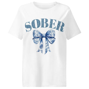 SOBER – Chinoiserie Bow Organic Women’s T-Shirt - White / S | Sobervation
