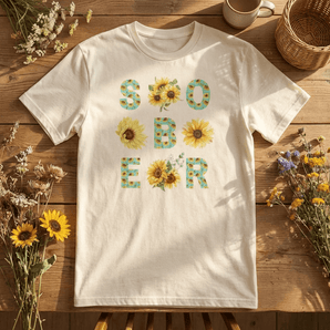 SOBER Chinoiserie Sunflower Essential Tee | Floral Recovery T-Shirt | Sobervation - S Graphic Print T Shirt - Sobervation