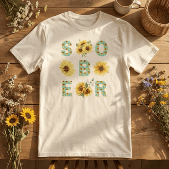 SOBER Chinoiserie Sunflower Essential Tee | Floral Recovery T-Shirt | Sobervation - S Graphic Print T Shirt - Sobervation