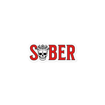 Sober Crown Skull Vinyl Sticker - 3″×3″ Sticker - Sobervation
