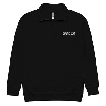 Sober Embroidered Unisex Fleece Pullover - Black / S | Sobervation