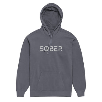 Sober Embroidered Unisex Garment-Dyed Hooded Sweatshirt - Denim / S | Sobervation