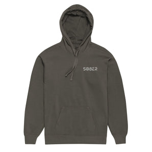 Sober Embroidered Unisex Garment-Dyed Hooded Sweatshirt - Pepper / S | Sobervation