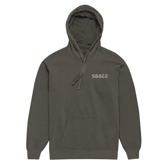 Sober Embroidered Unisex Garment-Dyed Hooded Sweatshirt - Pepper / S | Sobervation