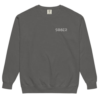 Sober Embroidered Unisex Garment-Dyed Sweatshirt - Pepper / S | Sobervation