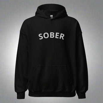 SOBER Embroidered Hoodie - Premium Recovery Streetwear - Black / S | Sobervation