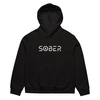 Sober Embroidered Unisex Oversized Heavyweight Hoodie - Black / S | Sobervation