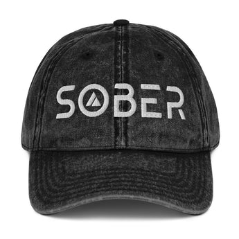 Sober Embroidered Vintage Cotton Twill Cap - Black | Sobervation