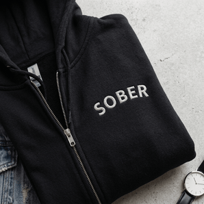 SOBER - Embroidered Zip Hoodie | Premium Recovery Streetwear -S Embroidered Zip Up Hoodie - Sobervation