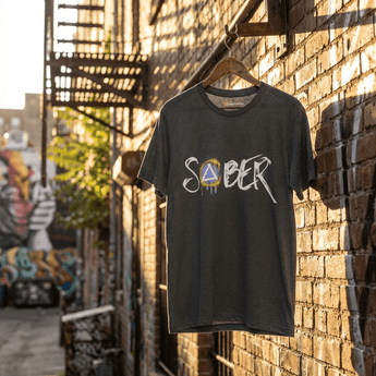 SOBER Graffiti Essential Tee - AA Symbol Street - Style Recovery Shirt - Dark Heather Graphic Print T Shirt - Sobervation