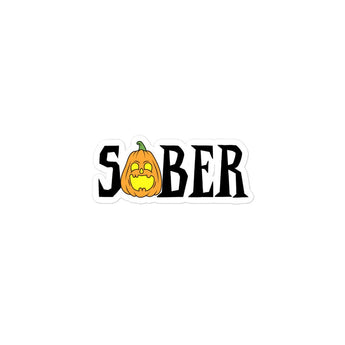Sober Halloween Pumpkin Vinyl Sticker - 3″×3″ Sticker - Sobervation