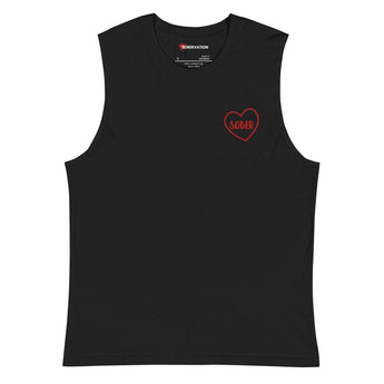 Sober Heart Embroidered Muscle Shirt | Unisex Tank - Black / S | Sobervation
