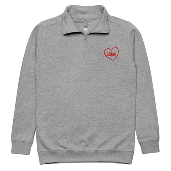 Sober Heart Embroidered Pullover | Unisex Fleece Quarter-Zip - Carbon Grey / S | Sobervation