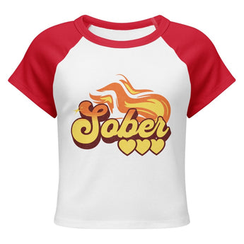 Sober Hotties Women’s Raglan Baby Tee – Flirty, Fierce & Fearlessly Sober - S | Sobervation