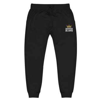 Sober King & Crown Embroidered Sweatpants | Unisex Fleece Joggers - Black / XS | Sobervation