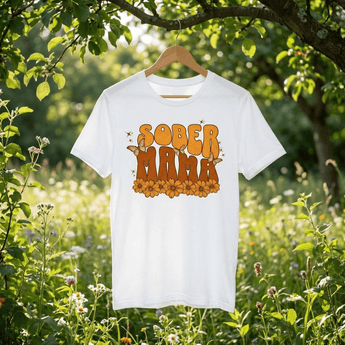 Sober Mama Blossom Tee – Unisex Fit - White Graphic Print T Shirt - Sobervation
