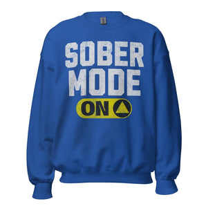 Sober Mode ON Unisex Sweatshirt – Bold Recovery Energy - Royal / S | Sobervation