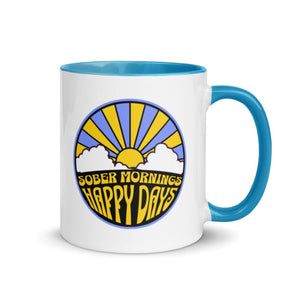 Sober Mornings Happy Days Color Inside Mug – Recovery Coffee Mug - Blue / 11 oz | Sobervation