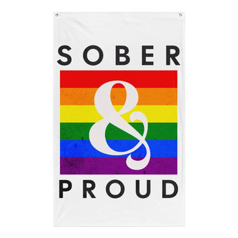 Sober & Proud Rainbow Flag – Pride Recovery Wall Decor - Default Title | Sobervation