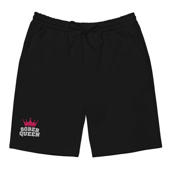 Sober Queen Embroidered Fleece Shorts | Women's Premium Loungewear - S | Sobervation