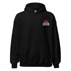 Sober Queen Embroidered Hoodie – Recovery Crown - Black / S | Sobervation