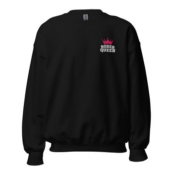 Sober Queen Embroidered Sweatshirt | Unisex Crew Neck - S | Sobervation