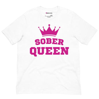 Sober Queen - Graphic Print T-Shirt | Recovery Empowerment Apparel - White / S | Sobervation