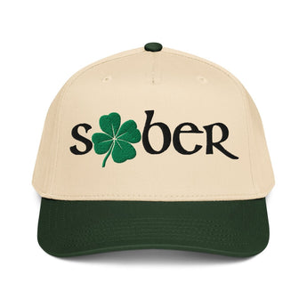 Sober Shamrock Embroidered 5-Panel Mid-Profile Baseball Cap - Premium Recovery Streetwear - Default Title | Sobervation