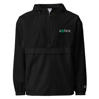 Sober Shamrock Embroidered Champion Jacket – St. Patrick's Day Recovery Outerwear - S | Sobervation