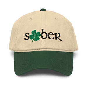 Sober Shamrock Embroidered Garment-Washed Baseball Cap - Premium Recovery Streetwear - Default Title | Sobervation