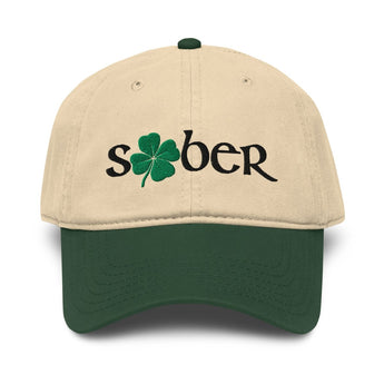 Sober Shamrock Embroidered Garment-Washed Baseball Cap - Premium Recovery Streetwear - Default Title | Sobervation