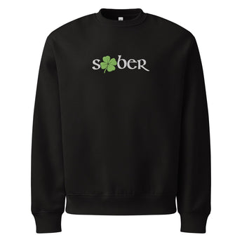 Sober Shamrock Embroidered Oversized Heavyweight Sweatshirt – Bella+Canvas - S | Sobervation