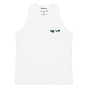 Sober Shamrock Embroidered Tank Top | Men's Premium - White / M | Sobervation