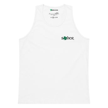 Sober Shamrock Embroidered Tank Top | Men's Premium - White / M | Sobervation