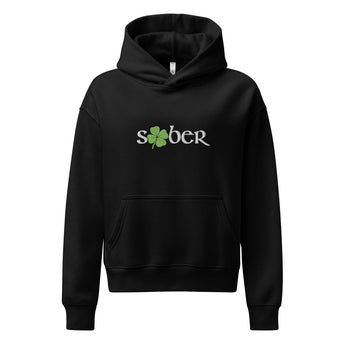 Sober Shamrock Embroidered Women's Relaxed Hoodie – AS Colour Premium - XS | Sobervation