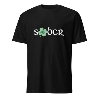 Sober Shamrock Essential Tee – Short-Sleeve Unisex T-Shirt - Black / S | Sobervation