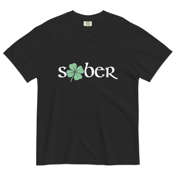 Sober Shamrock Heavyweight Tee – Irish Recovery Apparel - Black / S | Sobervation