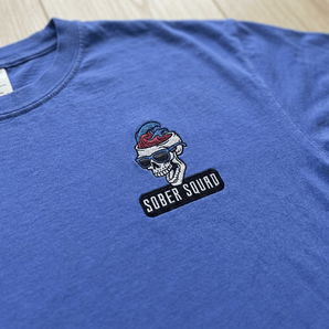 Sober Squad Embroidered Unisex Heavyweight Tee - Flo Blue Heavyweight Embroidered Tee - Sobervation