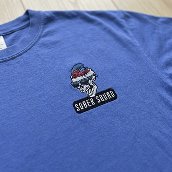 Sober Squad Embroidered Unisex Heavyweight Tee - Flo Blue Heavyweight Embroidered Tee - Sobervation