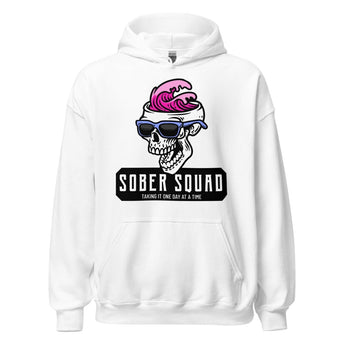 Sober Squad Skeleton Hoodie – Taking It One Day at a Time - White / S | Sobervation