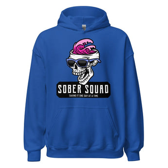 Sober Squad Skeleton Hoodie – Taking It One Day at a Time - Royal / S | Sobervation