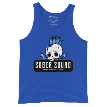 Sober Squad Men's Tank - Blue Skull Recovery Tank - True Royal / XS | Sobervation
