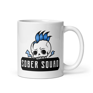 Sober Squad Mohawk Skull Mug – Edgy Recovery Coffee Mug - 11 oz | Sobervation