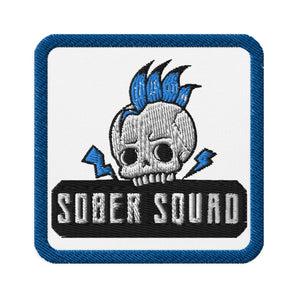 Sober Squad Punk Skull Embroidered Patch – Iron-On Recovery Patch - Default Title | Sobervation