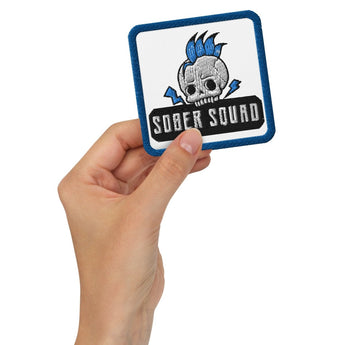 Sober Squad Punk Skull Embroidered Patch – Iron-On Recovery Patch - Default Title | Sobervation